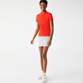 Lacoste Stretch Cotton Piqué Polo Shirt Dámské - Polo Červené | CZ-4xbNWp